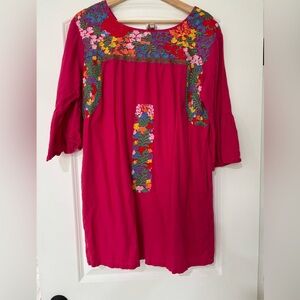 JMarie Vibrant Pink Embroidered Tunic.